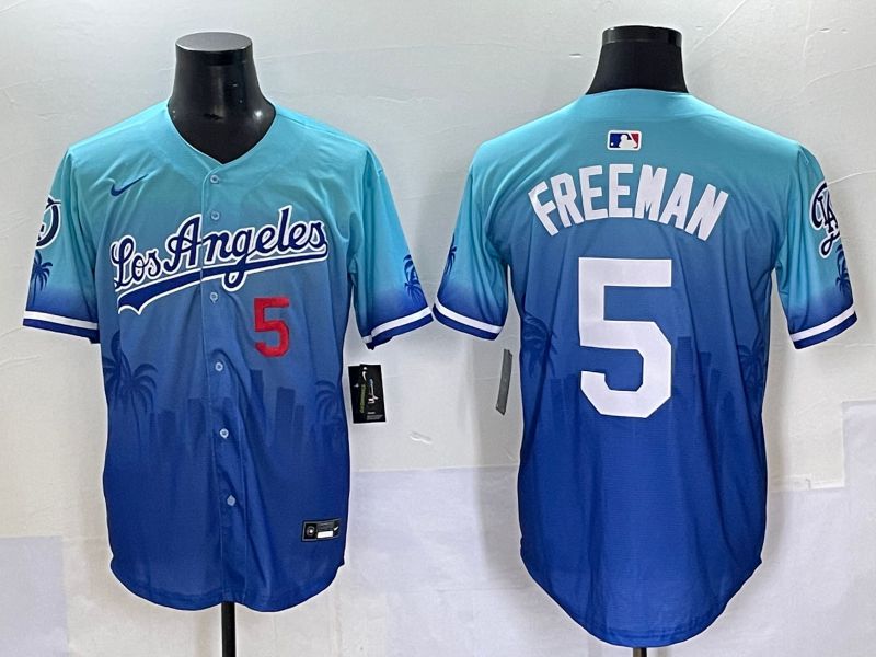 Men 2025 Los Angeles Dodgers #5 Freeman Blue Nike MLB Jersey Daoqite style 3